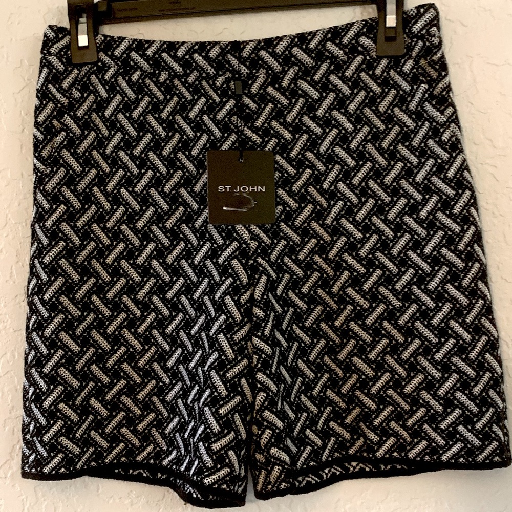 St John Emma Shorts - Black & White Caviar Knit Sz 2